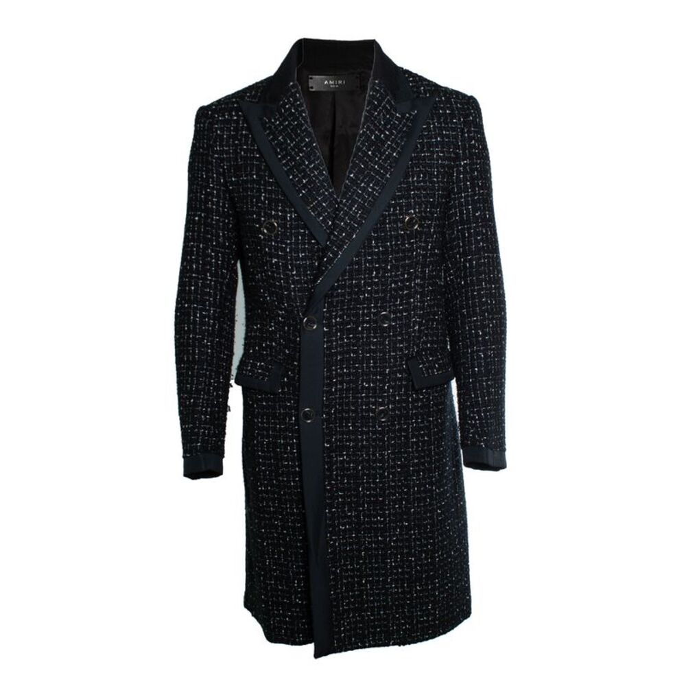 Amiri, Boucle long coat in black